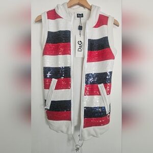D&G Sequin Striped Vest Hoody